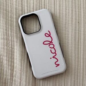 Casely Personalized Love Island White and Pink iPhone 14 Pro Case